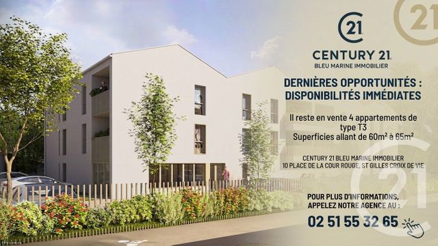 Appartement F3 à vendre - 3 pièces - 65.7 m2 - LE FENOUILLER - 85 - PAYS-DE-LOIRE - Century 21 Bleu Marine